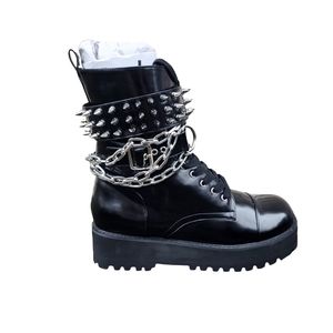 Dolls Kill Spike Chain Wrap Combat Boots